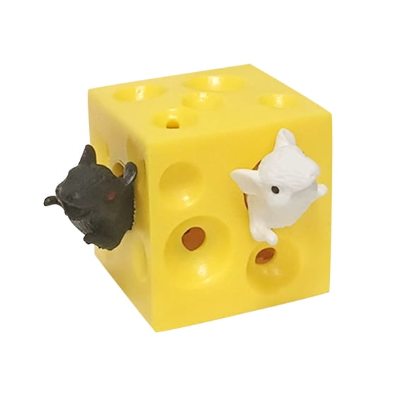 Cheese and Mouse Pop-Up Stress Relief Fidget - 1.9in Interactive Prank Squeeze Pinch for Sensory Fun, Tension Release & Desk Decor