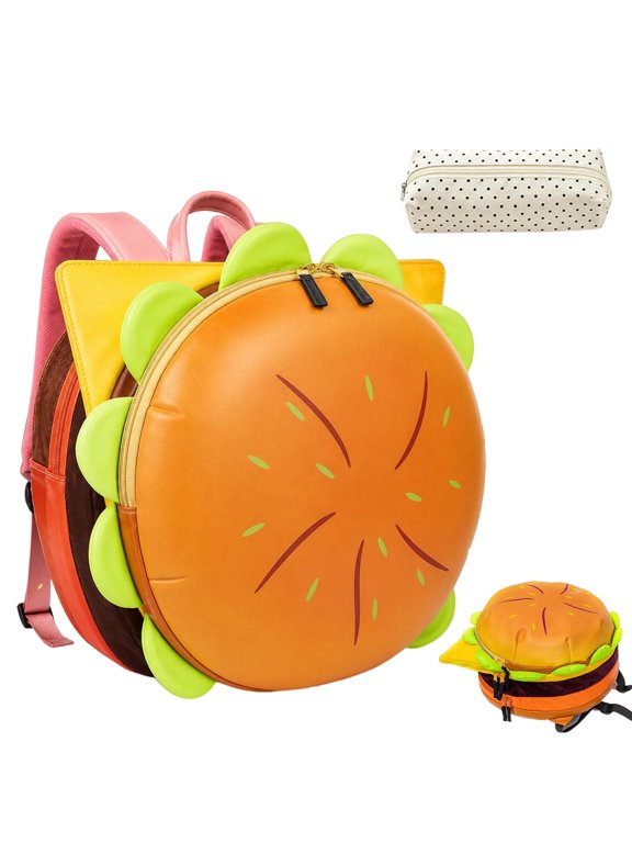 Cheeseburger Backpack, 3D Hamburger Novelty Backpack with Straps, 3D Cheeseburger Backpack with 11.4L Capacity, Adjustable Straps and Novelty Food-Shaped Design