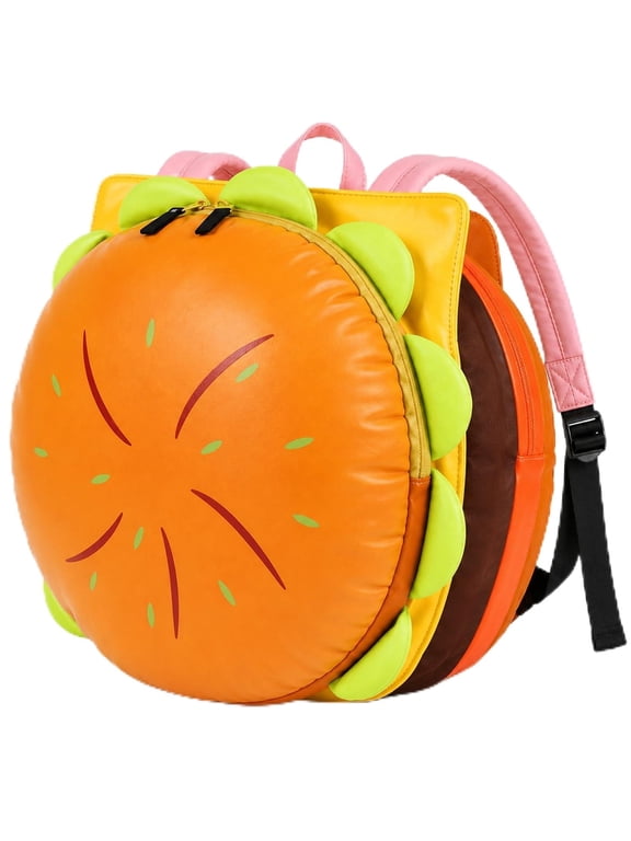 Cheeseburger Backpack, Cute Hamburger Shaped Backpack with Zipper Compartments for Adults, Great for Travel, Shopping and Daily Outdoor Use