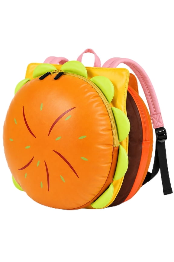 Cheeseburger Backpack, Cute Hamburger Shaped Backpack with Zipper Compartments for Adults