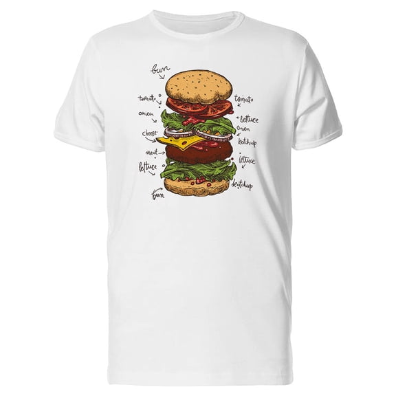 Cheeseburger Ingredients T-Shirt Men -Image by Shutterstock, Male x-Large