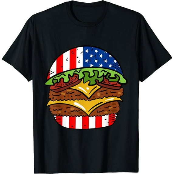 Cheeseburger Patriotic USA American Flag National Burger Day T-Shirt