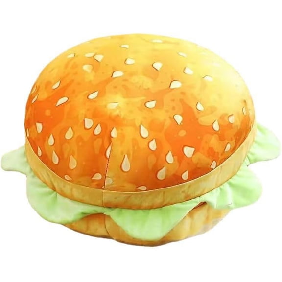 Cheeseburger Plush Pillow Hamburger Stuffed Toy Giant 3D Simulation Burger Cushion Fluffy Cheeseburger Plushie Pillow Toys Gift for Room Decor Holiday Birthday(DSF)