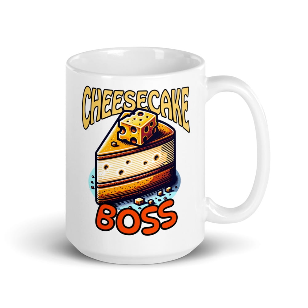 Cheesecake Dessert Lover White Glossy Mug, Cheesecake Boss (15 oz