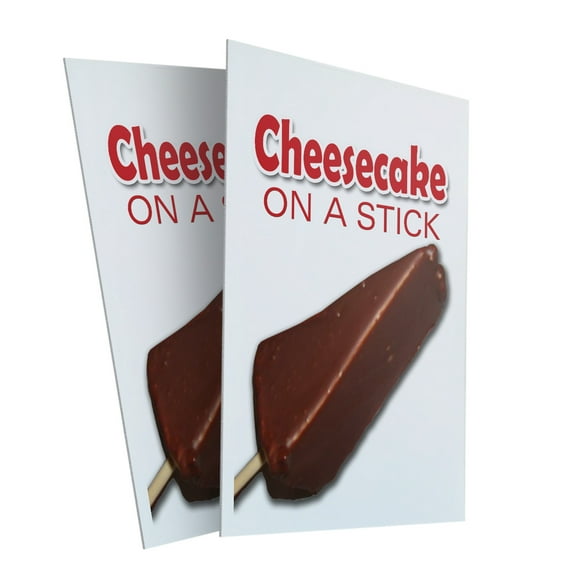 Cheesecake On A Stick (2-PACK) 24" x 36" Plastic Signs | Sign Insert 4mm Corrugated Plastic Signs Storefront Window Poster