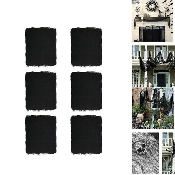 Cheesecloth Fabric Decorations,72x30In Reusable Black Creepy Cloth for Home,QZS Black Yard Decorations Supplies for Men and Women,6Pack