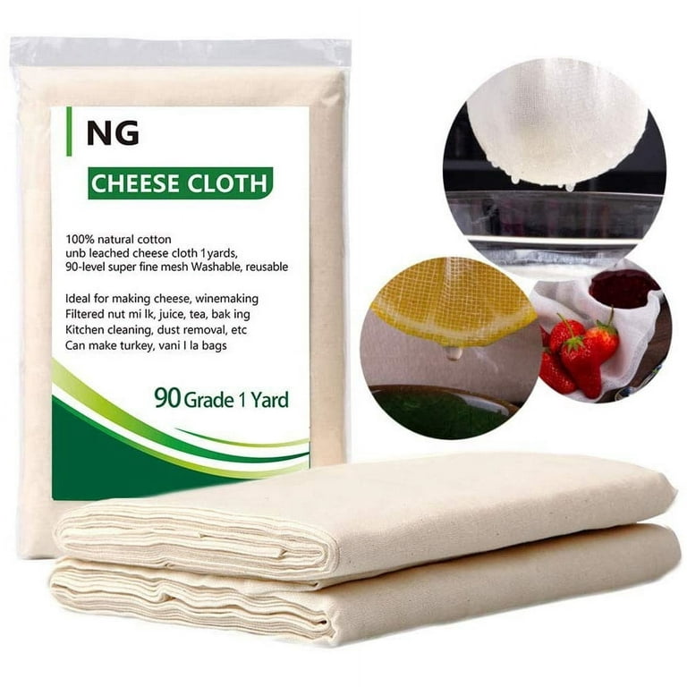 Cheesecloth, Grade 90, 100% Unbleached Organic Cotton Ultra Fine Cheese  cloth, Food gauze, Muslin for cooking, Cheesemaking, Cheese bag, Straining  cloth (9 Sq Feet/Grade 90-1Yards) 