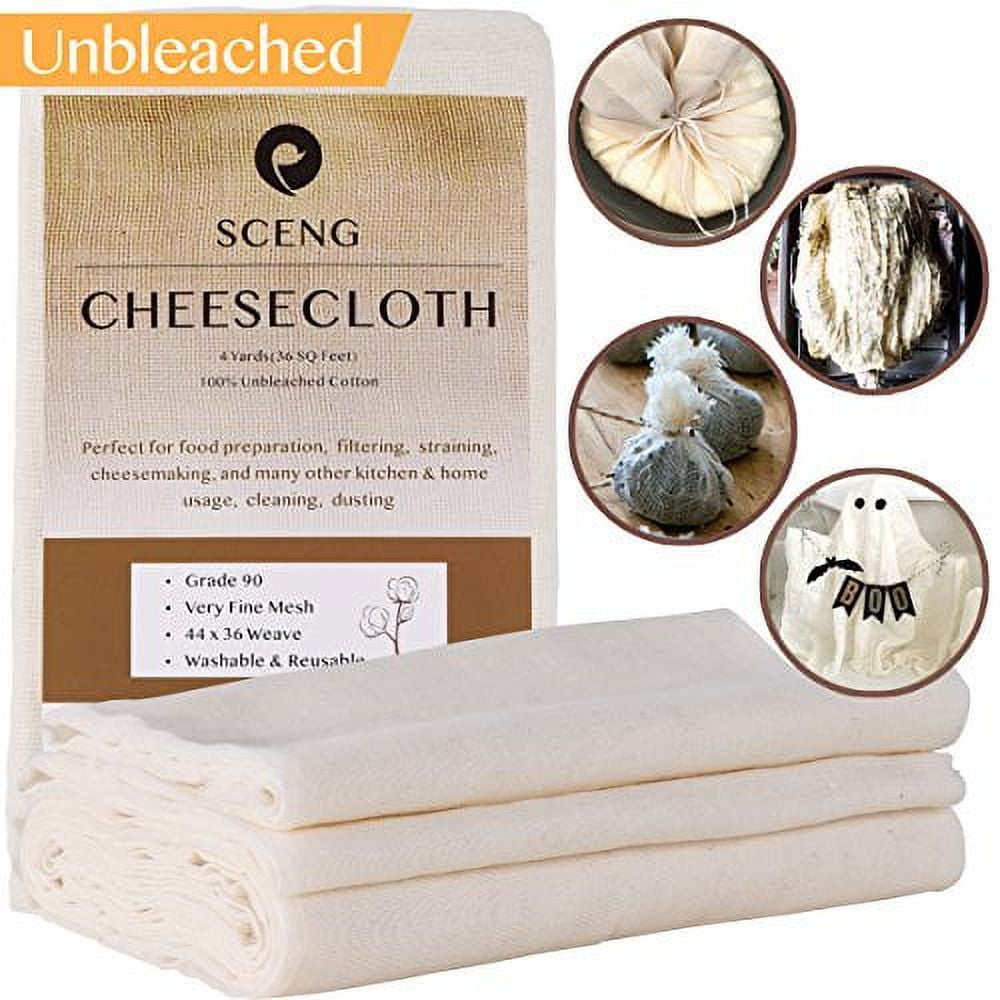 LITO Linen And Towel Cheesecloth, 100% Unbleached Organic Cotton Muslin  Cloth, Pastry Cloth, Cheese Cloth For Straining, Filtering Sauces & Nut  Milk, Natural, Grade 50 Fine Mesh, 18 Sq Ft