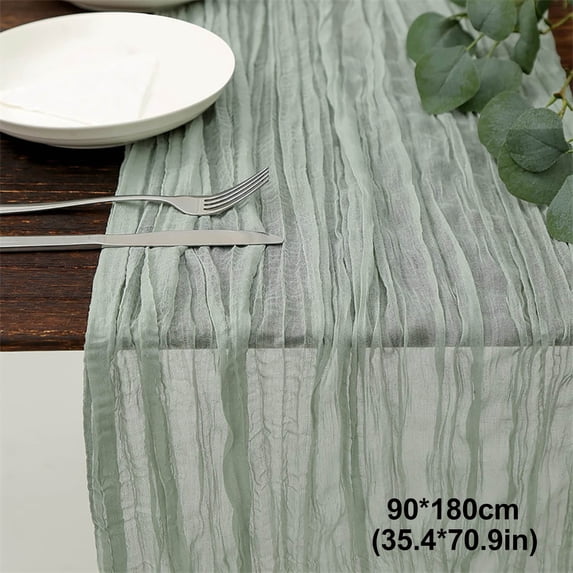 Cheesecloth Spring Table Runner Sage Green for Baby Shower Bridal Wedding Decoration Gauze Rustic Table Runner for Party First Communion Centerpiece Engagement