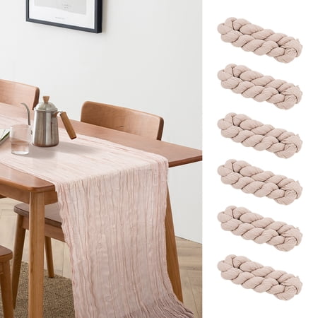 Cheesecloth Table Runner 10ft Gauze Boho Rustic Dusty Pink Cheese Cloth Table Runner for Baby Shower Decoration Wedding Easter Summer Table Runner 6pcs