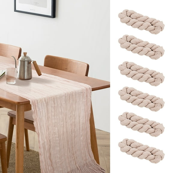 Cheesecloth Table Runner 10ft Gauze Boho Rustic Dusty Pink Cheese Cloth Table Runner for Baby Shower Decoration Wedding Easter Summer Table Runner 6pcs