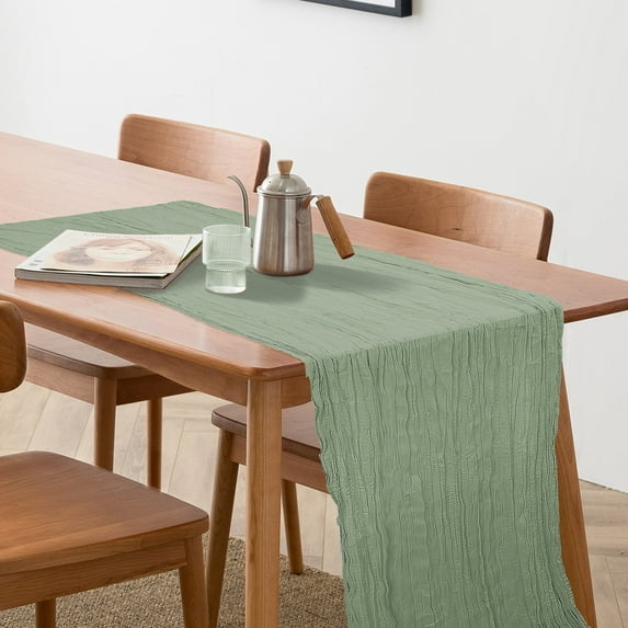 Cheesecloth Table Runner 10ft Gauze Boho Rustic Sage Green Cheese Cloth Table Runner for Baby Shower Decoration Wedding Easter Summer Table Runner