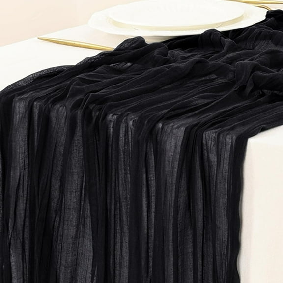 Cheesecloth Table Runner Cozival Cheesecloth Table Runner, 10Ft Boho Rustic Black Cheese Cloth Runner for Wedding, Easter, and Party Decoration, Gauze Fabric Table Decor, Rustic Gauze Fabric, Black