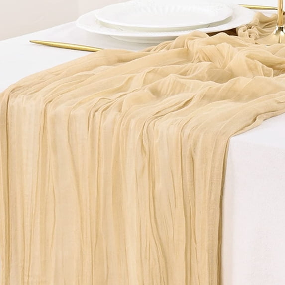 Cheesecloth Table Runner Cozival Cheesecloth Table Runner, 10Ft Boho Rustic Black Cheese Cloth Runner for Wedding, Easter, and Party Decoration, Gauze Fabric Table Decor, Rustic Gauze Fabric, Khaki