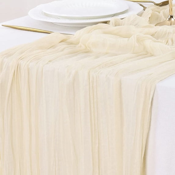 Cheesecloth Table Runner Cozival Cheesecloth Table Runner, 10Ft Boho Rustic Black Cheese Cloth Runner for Wedding, Easter, and Party Decoration, Gauze Fabric Table Decor, Rustic Gauze Fabric, Beige