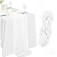 thumbnail image 1 of Cheesecloth Table Runner, Gaqring Elegant Boho Gauze Tablecloth, 35x157 Inch Long Sheer Crinkle Fabric Table Flag for Wedding Bridal Baby Shower Party, White, 1 of 6