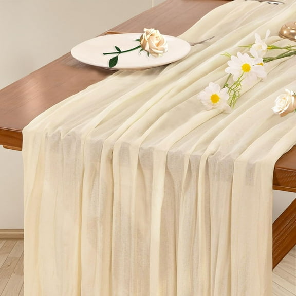 Cheesecloth Table Runner Mothers Day Boho Rustic Gauze Dusty Pink Spring 120 inch 10FT Cheese Cloth Runner for Wedding Party Baby Shower Birthday Home Decor Holiday Decorations