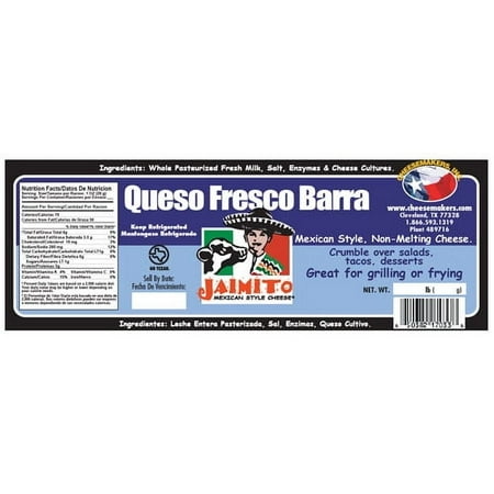 Cheesemakers Barra Queso Fresco Cheese, 5 Pound -- 4 per case.