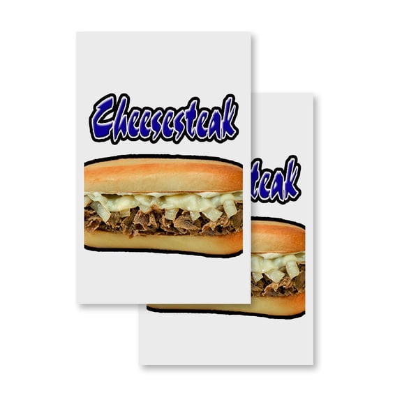 Cheesesteak (2-PACK) 24" x 36" Vinyl Decals | Sign Insert Peel & Stick Decals Stickers Window Signs