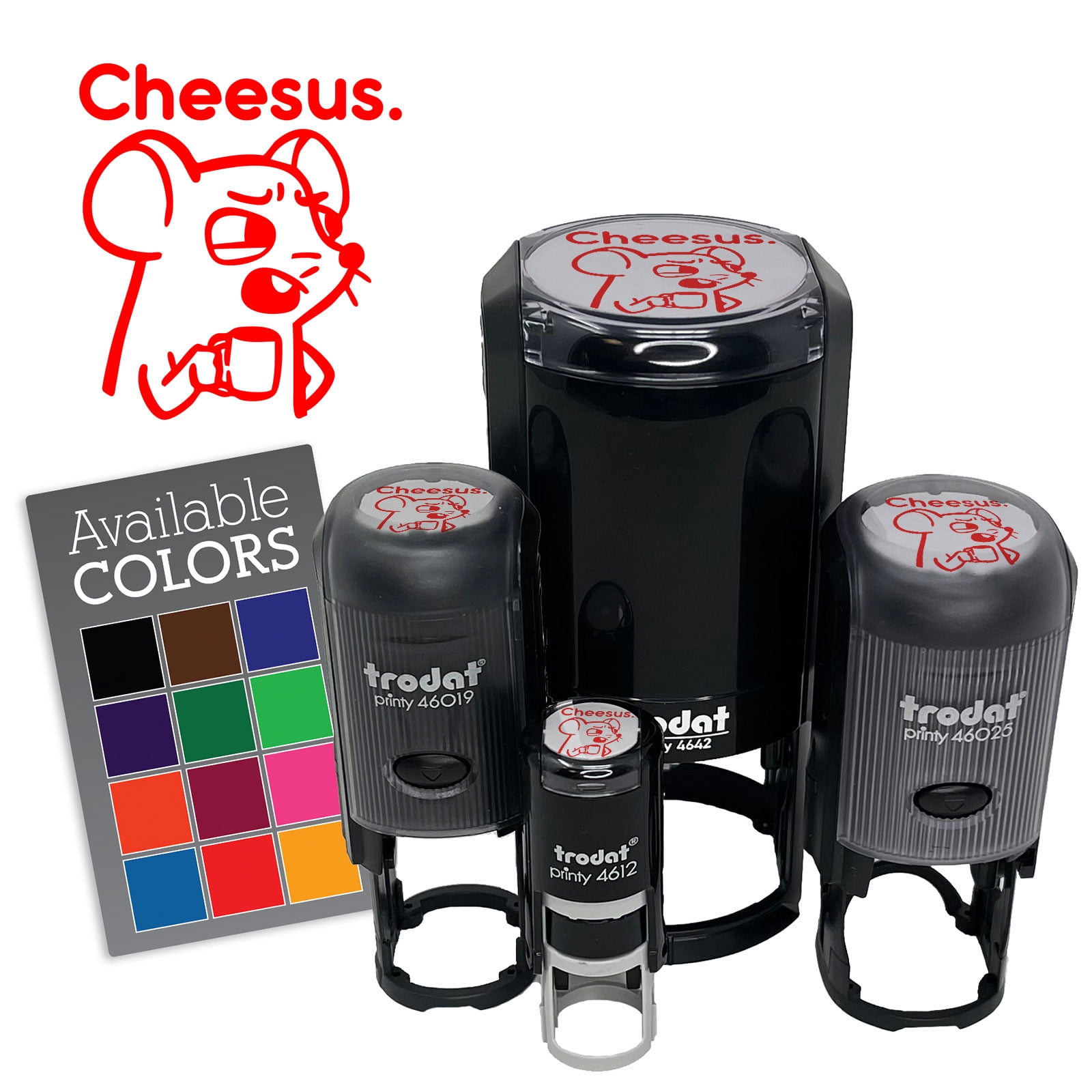 Cheesus Shocked Surprised Office Mouse With Coffee Self-Inking Rubber ...