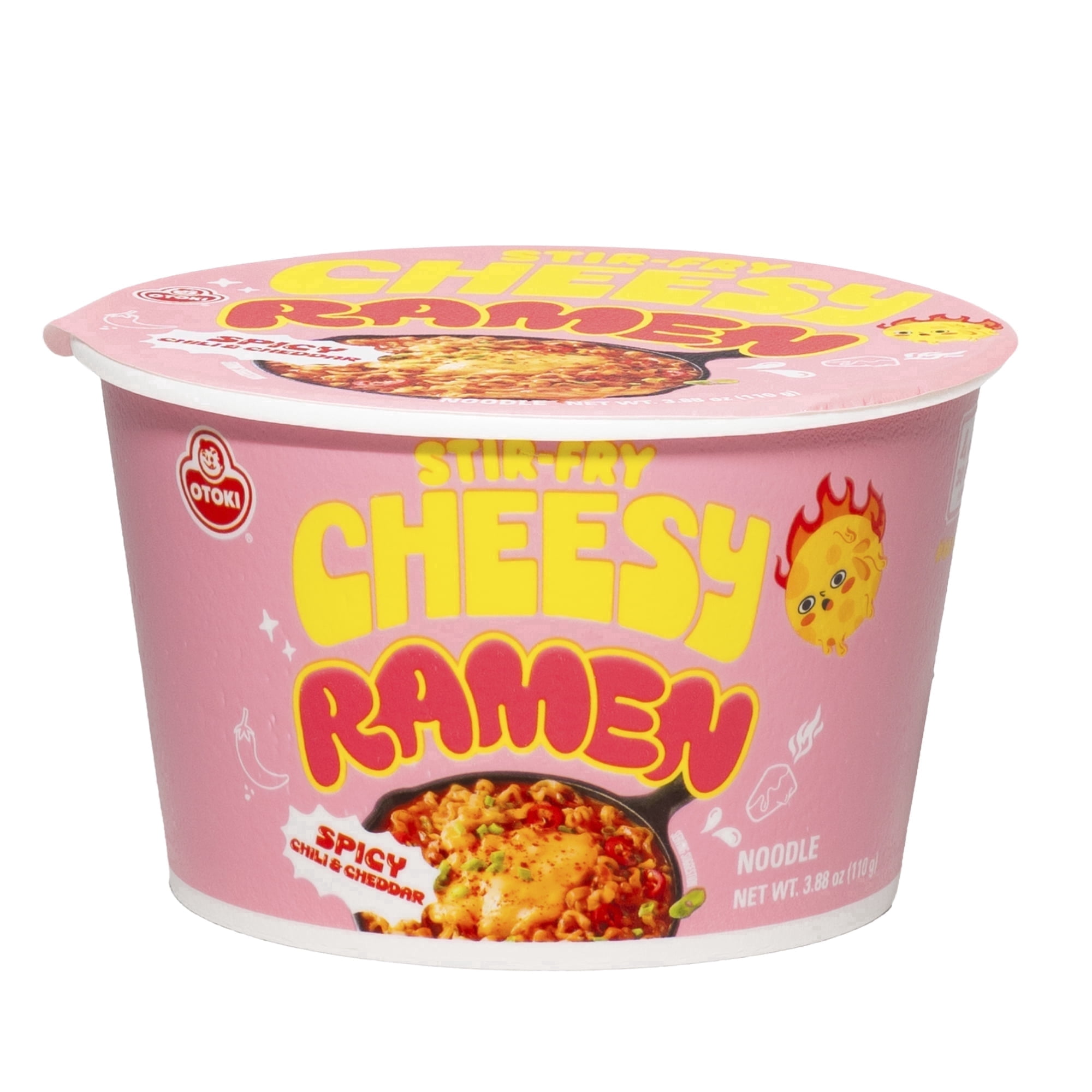 Cheesy Stir-Fry Ramen Bowl (Pack of 6) – Spicy Chili & Cheddar Flavor Bold, Creamy & Cheesy Korean Instant Noodles 3.88 oz