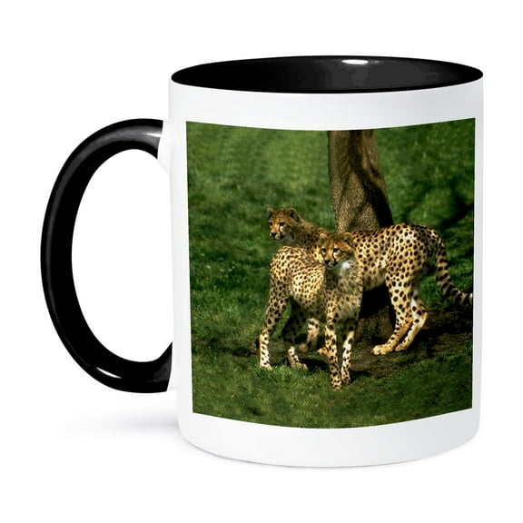 3dRose, Cheetah, 15oz Two-Tone Black Mug