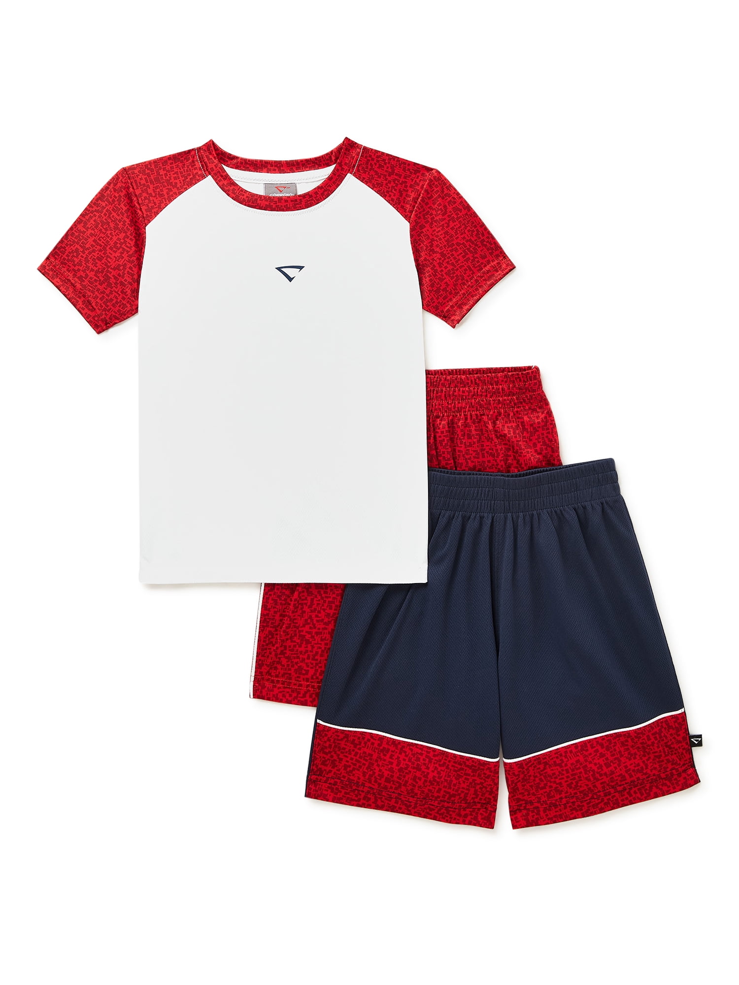 Cheetah Active Fit Crew Neck T-Shirt Short Set (Big Boys), 3 Piece Set