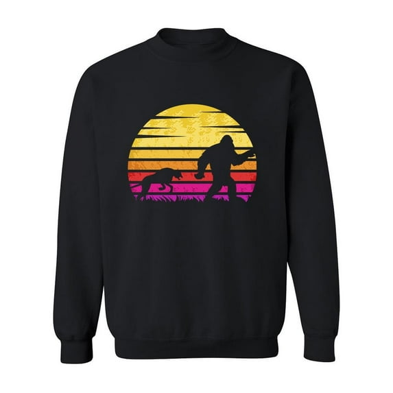 Cheetah And Yeti Sunset Retro Sweatshirt Men -Image by Shutterstock, Male XX-Large