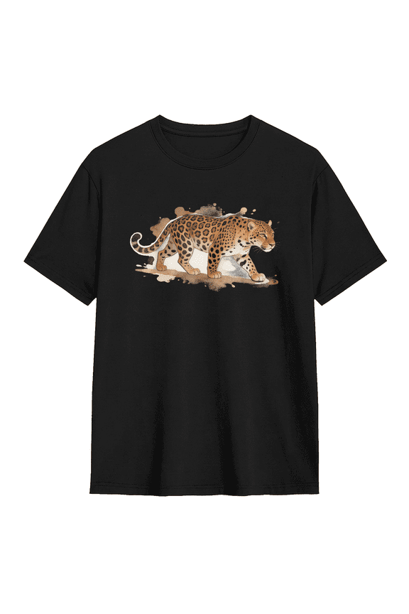 Cheetah Animal Figure Portrait Cool Graphic Tee for Men and Women, Outdoor Holiday Gift Cotton Short Sleeves T-Shirt