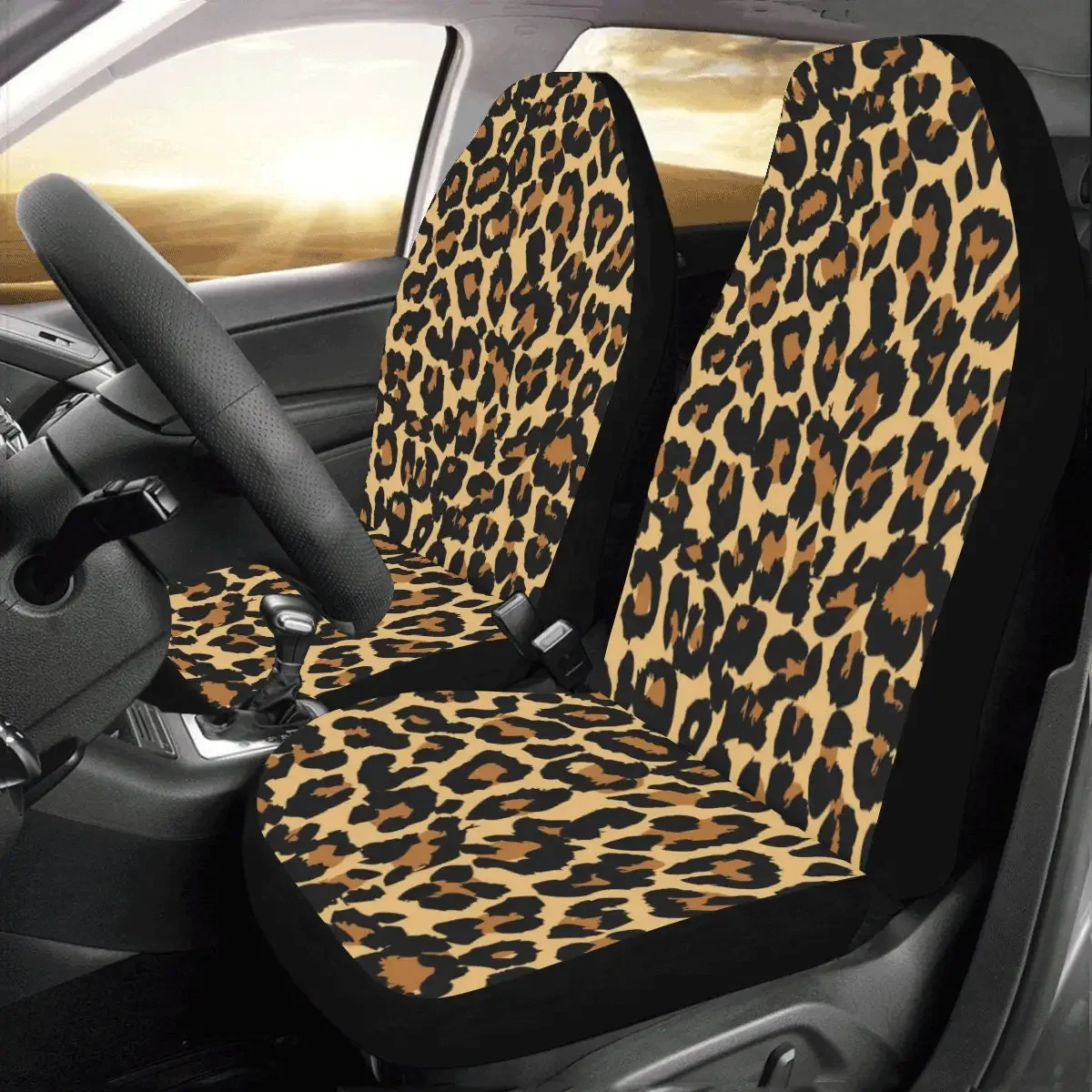 Cheetah Animal Print Car Seat Covers Pair 2 Front Seat Covers Car Seat Protector Car Accessories