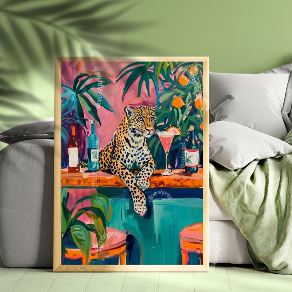 Cheetah Bartender Cheetah Bar Cart Print Leo.Pard Kitchen Maximalist Wall Art Cheetah Print Kitchen Cheetah Print Boho Wall Decor