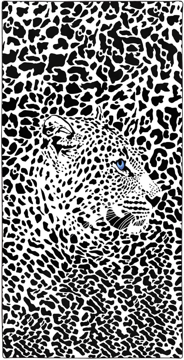 Cheetah Beach Towel Oversized 71x36IN Quick Dry Sand-Free Black and White Leopard Print Beach Towels Soft Lightweight Towels for Swim Pool Camping Travel