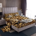 thumbnail image 1 of Cheetah Bed Sheets Set Queen,Black Brown Leopard Print Sheet Set,Safair Animal Theme Sheets,Woodland Wildlife Flat Fitted Sheet,Leopard Top Sheet, 1 of 6