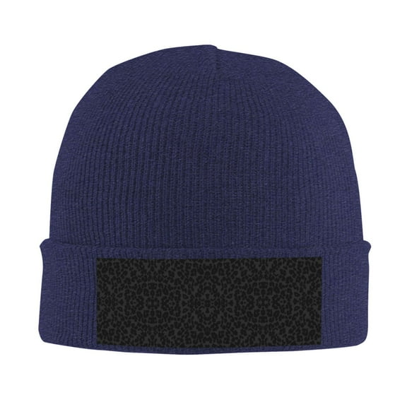 Cheetah Black Leopard Beanie Hat Knit Hat Skull Cap for Men Women Winter Hat Navy Blue