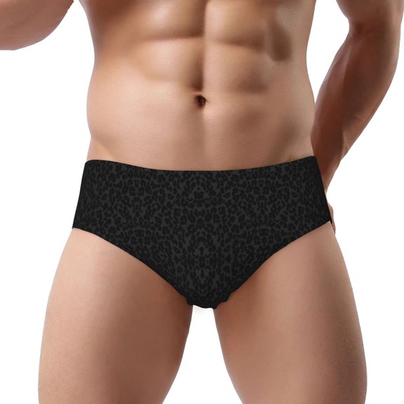 Cheetah Black Leopard Low Rise Mens Briefs Underwear With Supportive Contour Pouch