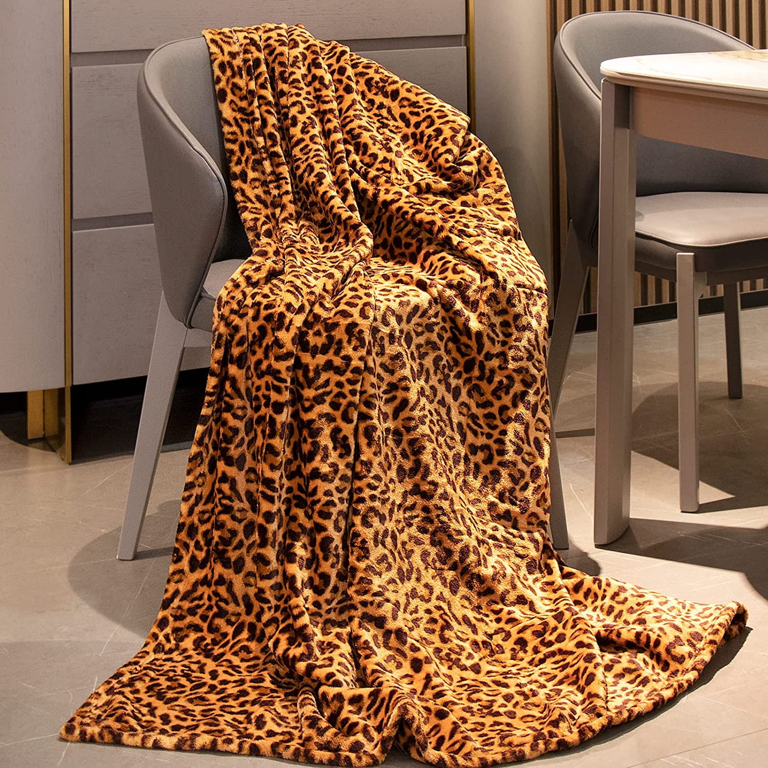 Cheetah Blanket Animal Brown Throw