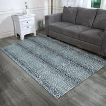 Cheetah Blue 3'x5′ Area Rug Handcrafted Motif Floral Design Oriental Traditional Design Non-Shedding Fine Wool Pile & Easy-Care Areas in Living Room Bedroom