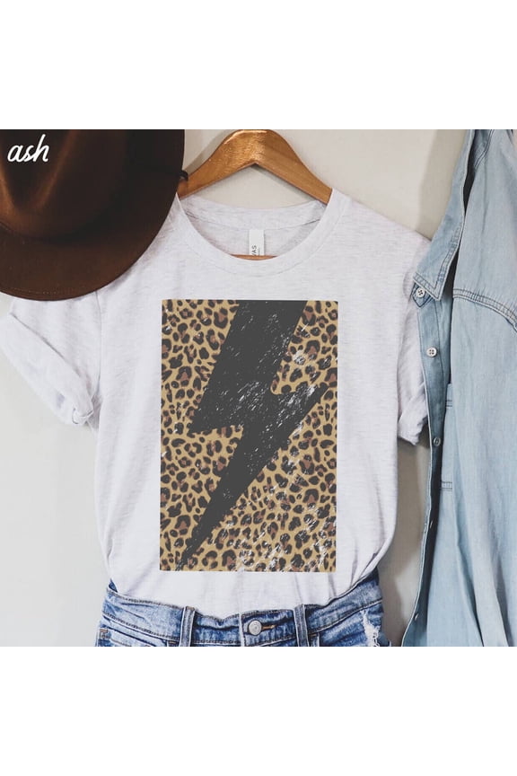 Cheetah Bolt Graphic Tee, Cheetah Shirt, Womens Cheetah Shirt, Leopard Shirt, Womens Leopard Shirt, Monogram Shirt, Boho Cheetah Shirt All Size S-5XL