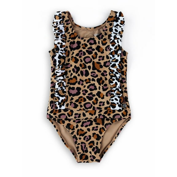Cheetah Bonita Baby and Toddler Magnetic One-Piece Ruffled