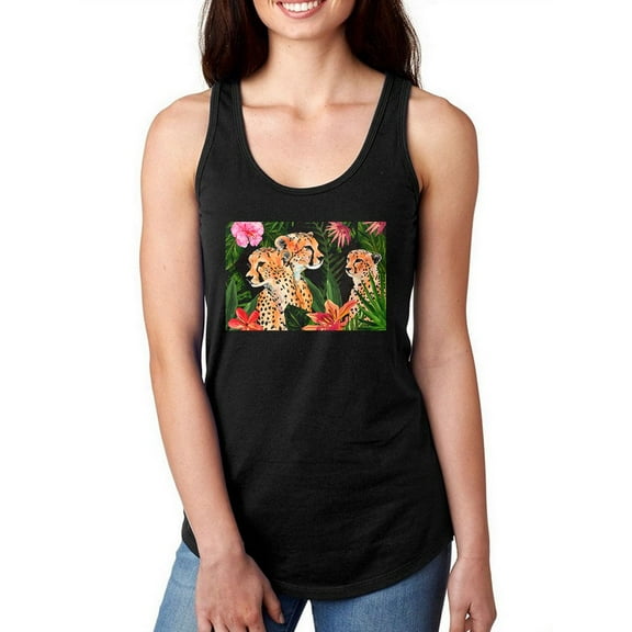 Cheetah Bouquet Collection. A Racerback Tank Women -Annie Warren Designs, Female Large