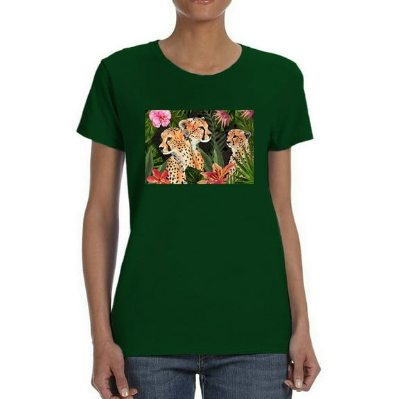 Cheetah Bouquet Collection. A T-Shirt Women -Annie Warren Designs, Female 3X-Large