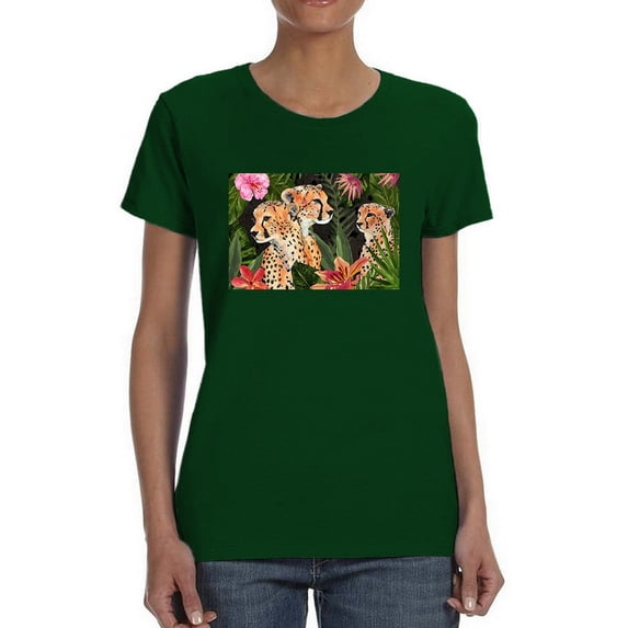Cheetah Bouquet Collection. A T-Shirt Women -Annie Warren Designs, Female XX-Large