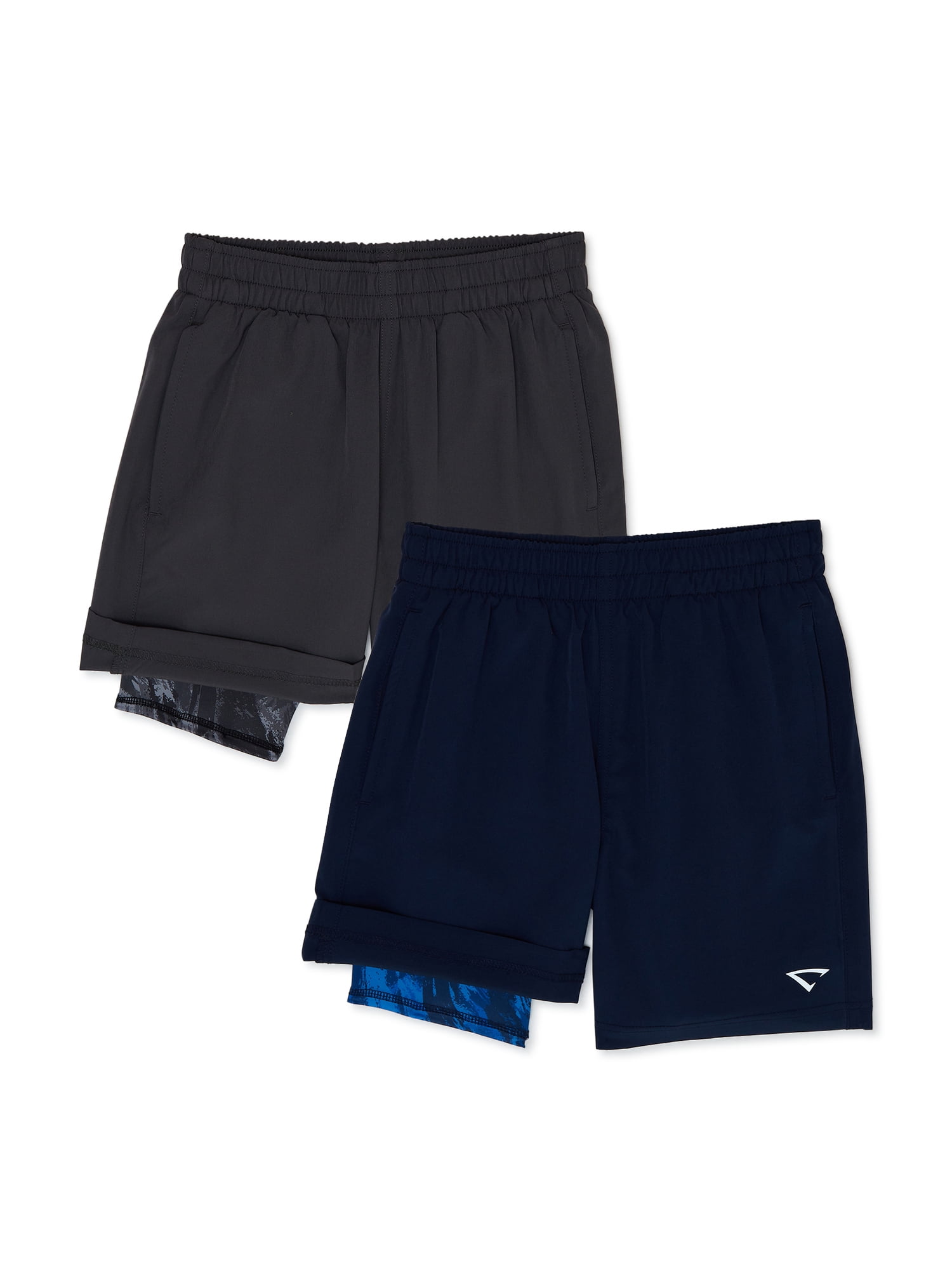 Cheetah Boys’ Woven Shorts with Compression Liners, 2-Pack, Sizes 4-18 &  Husky