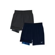 Cheetah Boys’ Woven Shorts with Compression Liners, 2-Pack, Sizes 4-18 & Husky