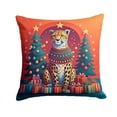 thumbnail image 1 of Cheetah Christmas Fabric Decorative Pillow 14 in x 14 in, 1 of 2