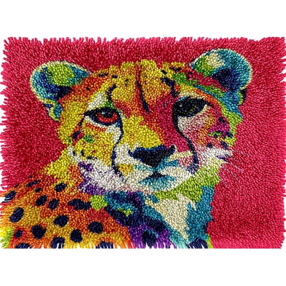 Cheetah Rag Cheetah Colorful Latch Hook Rug kits Pre-printed Crochet Yarn DIY ...
