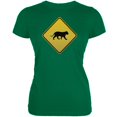 thumbnail image 1 of Cheetah Crossing Sign Kelly Green Juniors Soft T-Shirt - 2X-Large, 1 of 1