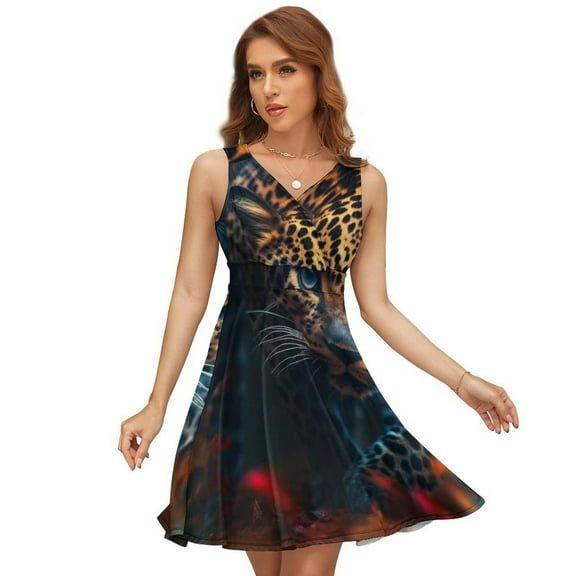 Cheetah Dress Fashion Beach Long Dresses Female Party Printed Sundress