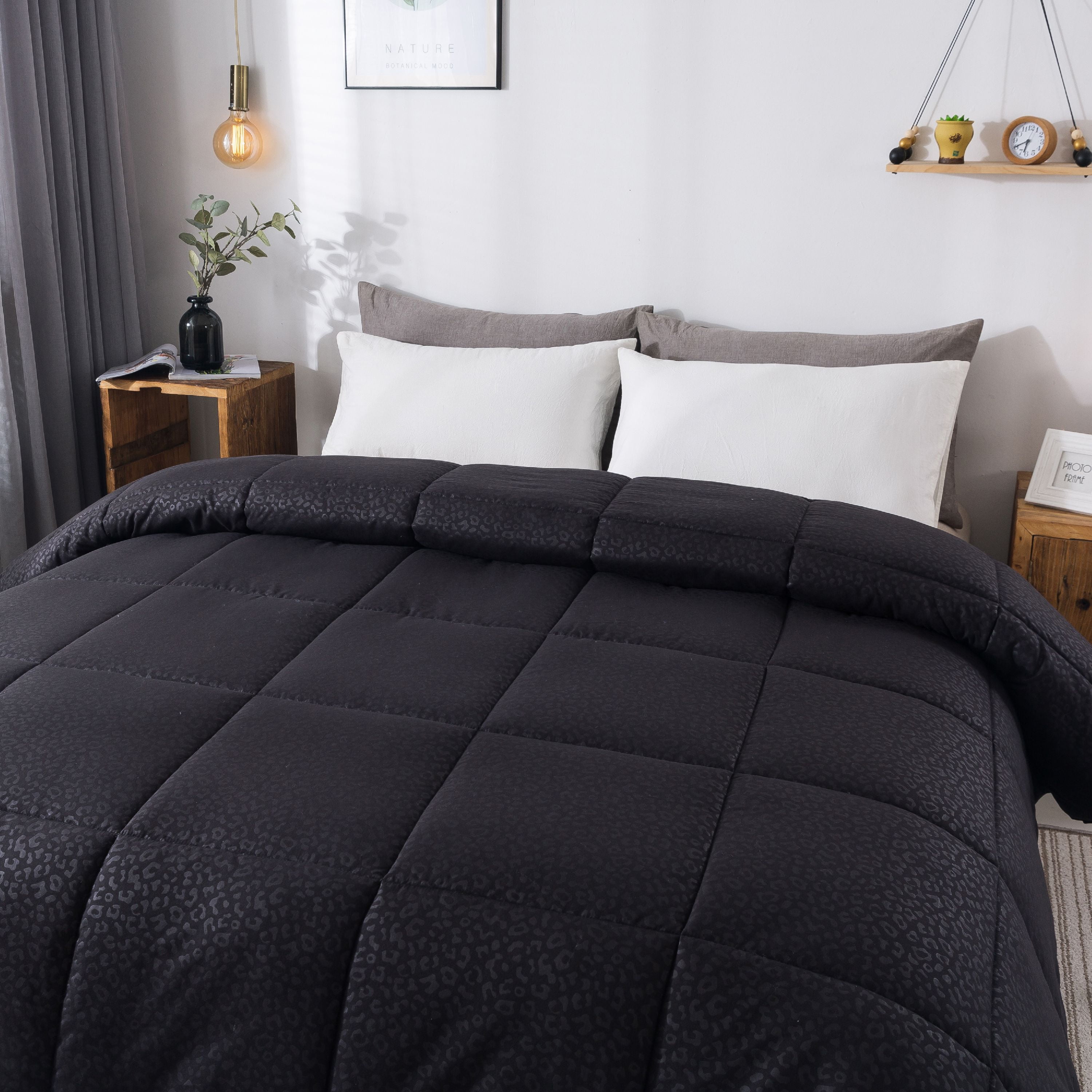 Cheetah Embossed Twin Black Down Alternative Comforter