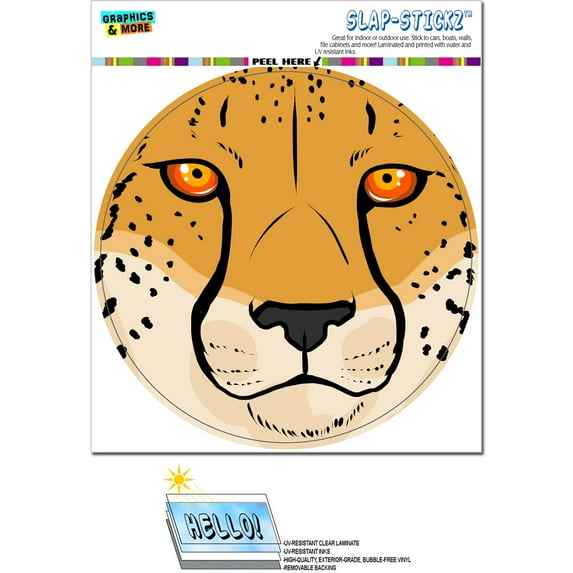 Cheetah Face - Close up Safari Big Cat Circle SLAP-STICKZ(TM) Premium Sticker